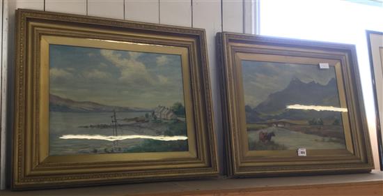 Pair of oils - land and seascape(-)